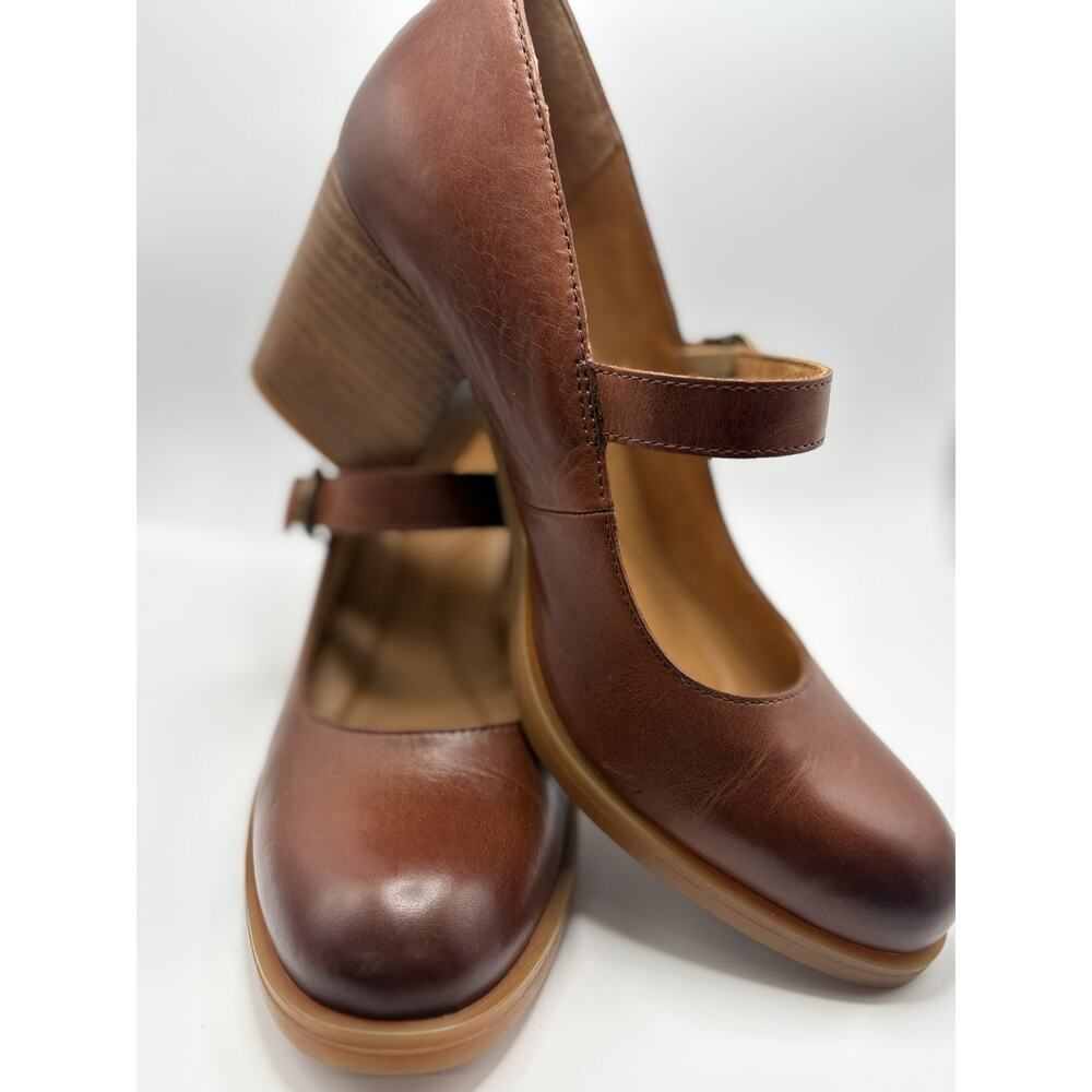 Born Khelani Leather Mary Jane Heels Women's 9.5M Brown Comfort Block Heel Shoes - Picture 5 of 8